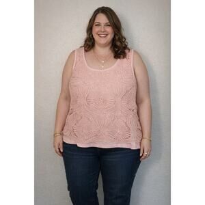 Lane Bryant Women’s Pink Lace Overlay Sleeveless Blouse Plus Size 18 20